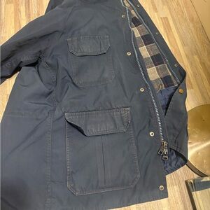 Vintage REI  Blue rain Jacket with Plaid Lining
